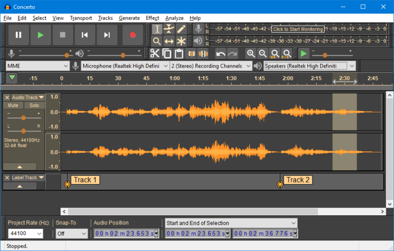 Audacity Audio Editor A Free software