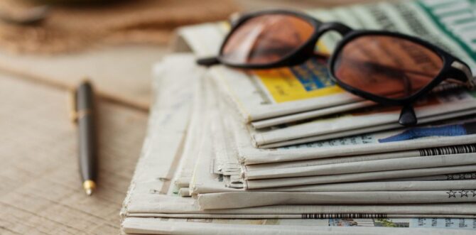 Newspapers on wooden floors