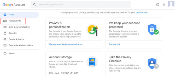 Access Google Account Page
