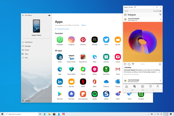 Microsoft Introduces Your Phone App Windows 10 To Run Android Apps On PC 1 Top10.Digital