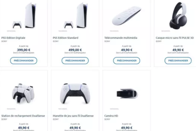 PS5 prices by Carrefour