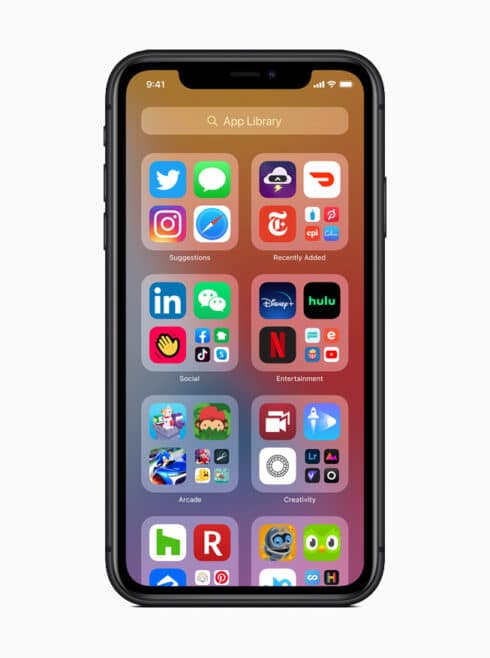 iOS 14 features : Home screen with app library