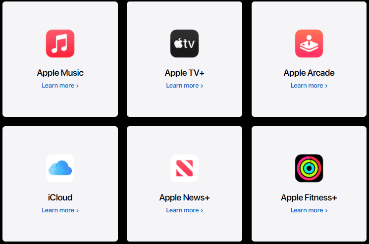 Apple services on Apple One