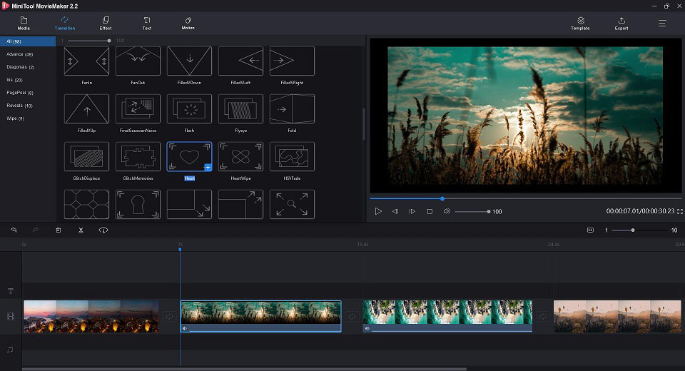 Apply Transition with MiniTool MovieMaker