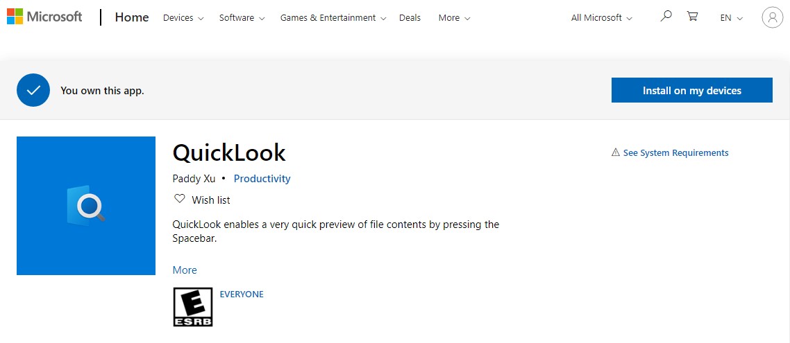 Microsoft QuickLook