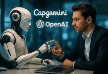 Capgemini Joins Forces With OpenAI Frontier Alliance To Drive Enterprise AI Transformation alt_text: Futuristic collaboration between Capgemini and OpenAI, showcasing technology and human synergy.